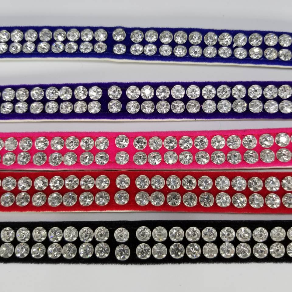 2-Row Velvet Rhinestone Collar